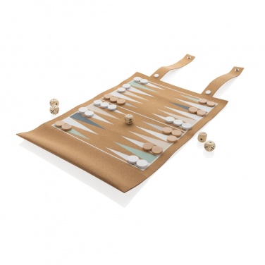 Logo trade mainoslahja ja liikelahja tuotekuva: Britton taitettava backgammon -ja tammipelisetti korkista