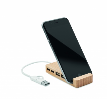 Logotrade liikelahja mainoslahja kuva: 4 portin USB-keskitin bambua