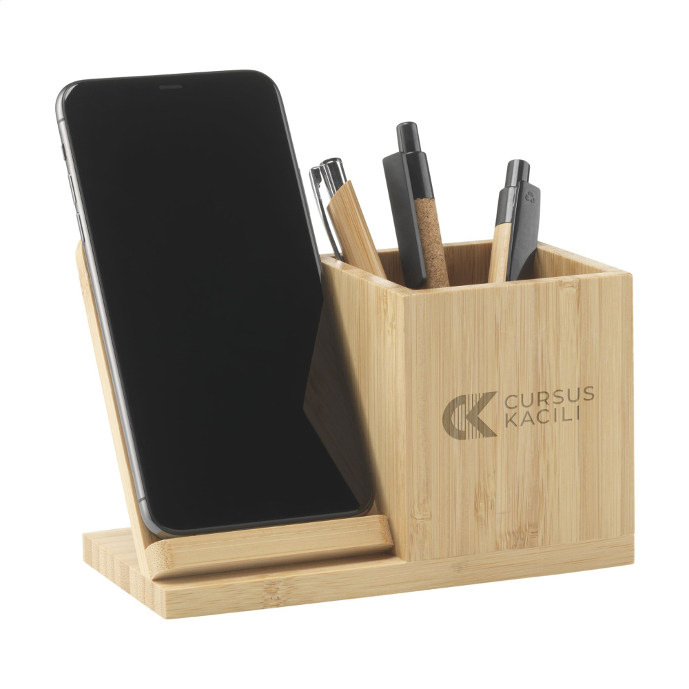 Logo trade mainoslahja kuva: Bamboo Boss 15W laturi/kynäpidike