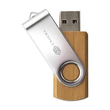 Logotrade mainoslahjat ja liikelahjat tuotekuva: USB Twist Bamboo varastossa 8 Gt