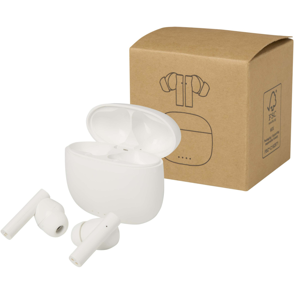 Logo trade mainoslahjat tuotekuva: Alterf kierrätysmuovista valmistetut langattomat True Wireless Bluetooth® -kuulokkeet silikonisilla korvasovittimilla