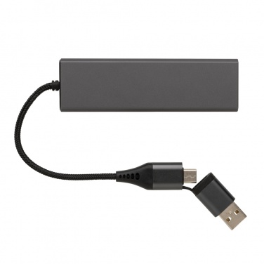 Logotrade firminės dovanos nuotrauka: Terra RCS perdirbto aliuminio šakotuvas su 3 USB prievadais