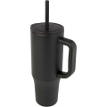 Brady 900 ml RCS sertifikuota termo stiklinė su silikoniniu šiaudeliu, Vientisa juoda