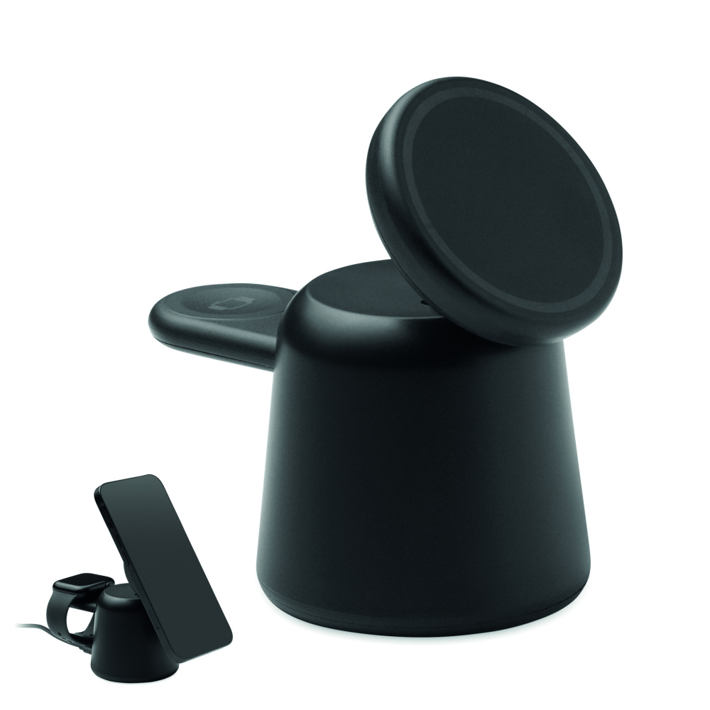 Logotrade reklaminės dovanos nuotrauka: 3 viename belaidis įkroviklis 15 W