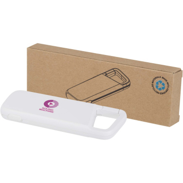 Logotrade verslo dovanos nuotrauka: „Alkes“ 5000 mAh 12 W perdirbto plastiko vandeniui atspari išorinė baterija su karabinu