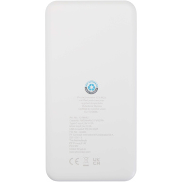 Logotrade verslo dovanos nuotrauka: „Intan“ 10 000 mAh 10 W perdirbto plastiko išorinė baterija