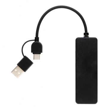 Logotrade logo dāvanas foto: RCS pārstrādāta plastmasas USB centrmezgls ar dubultu ieeju