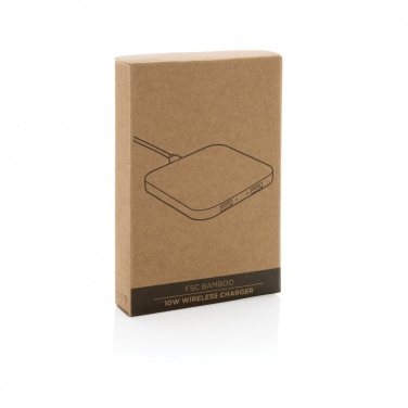 Logotrade dāvanas foto: Bambusa 10W bezvadu lādētājs ar USB