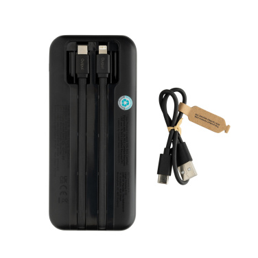 Logotrade biznesa dāvanas foto: Turbopack RCS rplastic powerbank 10 000 integrēti kabeļi