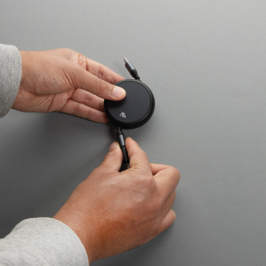 Logotrade korporatīvās dāvanas foto: Terra RCS pārstrādāta alumīnija ievelkams 240 W 2-in-1 kabelis