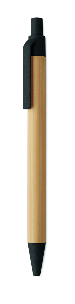 Лого трейд pекламные продукты фото: Push button ball pen in bamboo