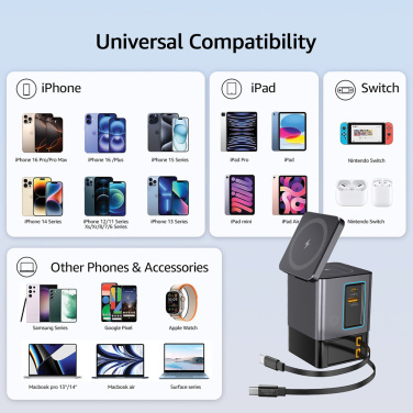 Логотрейд pекламные подарки картинка: Зарядное устройство Urban Vitamin Sacramento 105 Вт GAN + втягивающиеся кабели