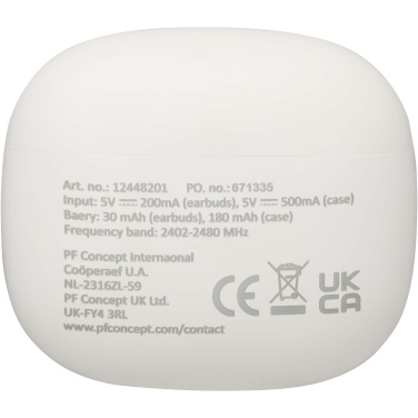 Логотрейд бизнес-подарки картинка: Alterf гарнитура True Wireless Bluetooth® из переработанной пластмассы с силиконовыми амбушюрами