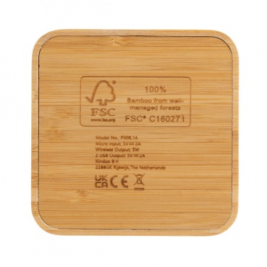 Logotrade profilprodukter bild: 5W trådlös laddare i bambu med USB