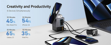 Logotrade profilreklam bild: Urban Vitamin Sacramento 105WGAN laddare med utdragbara kabl